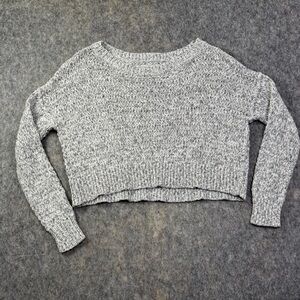 VTG Hollister Cropped Sweater Women's Size S Grey Marled Chunky Knit Y2K Skater